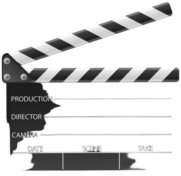 a movie clap with a black and white stripe