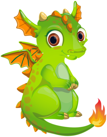 a green dragon sitting on the ground