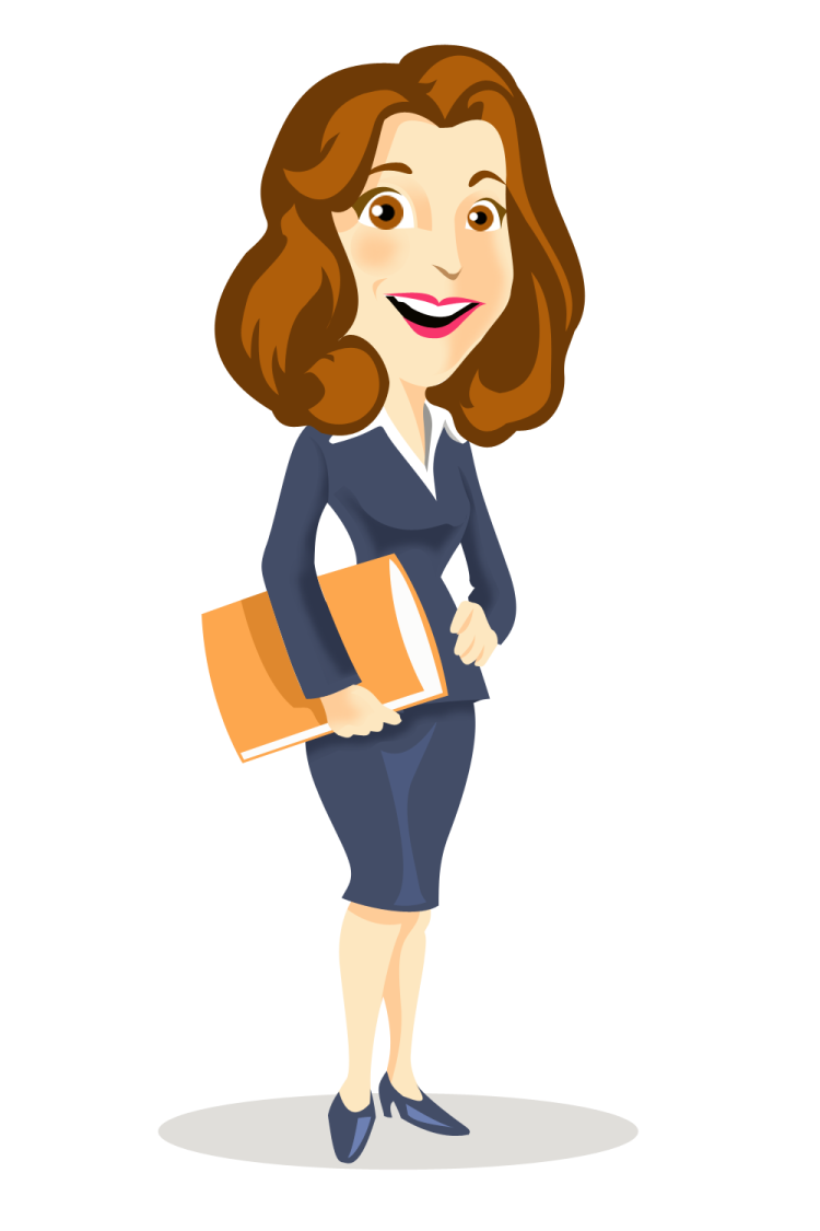 a woman in a business suit holding a folder