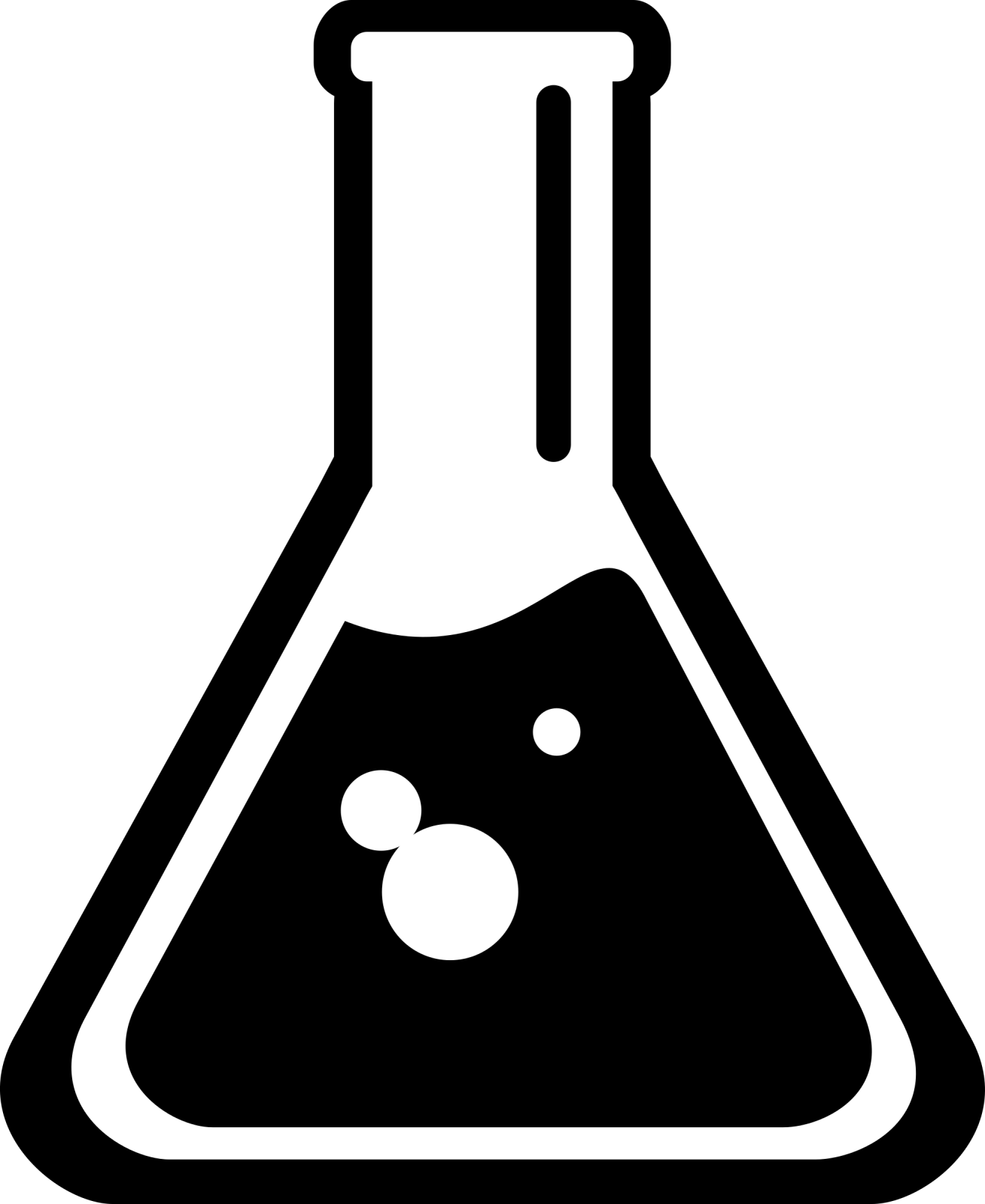 a black and white chemistry flask icon