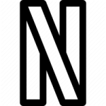 a black and white logo with the letter n