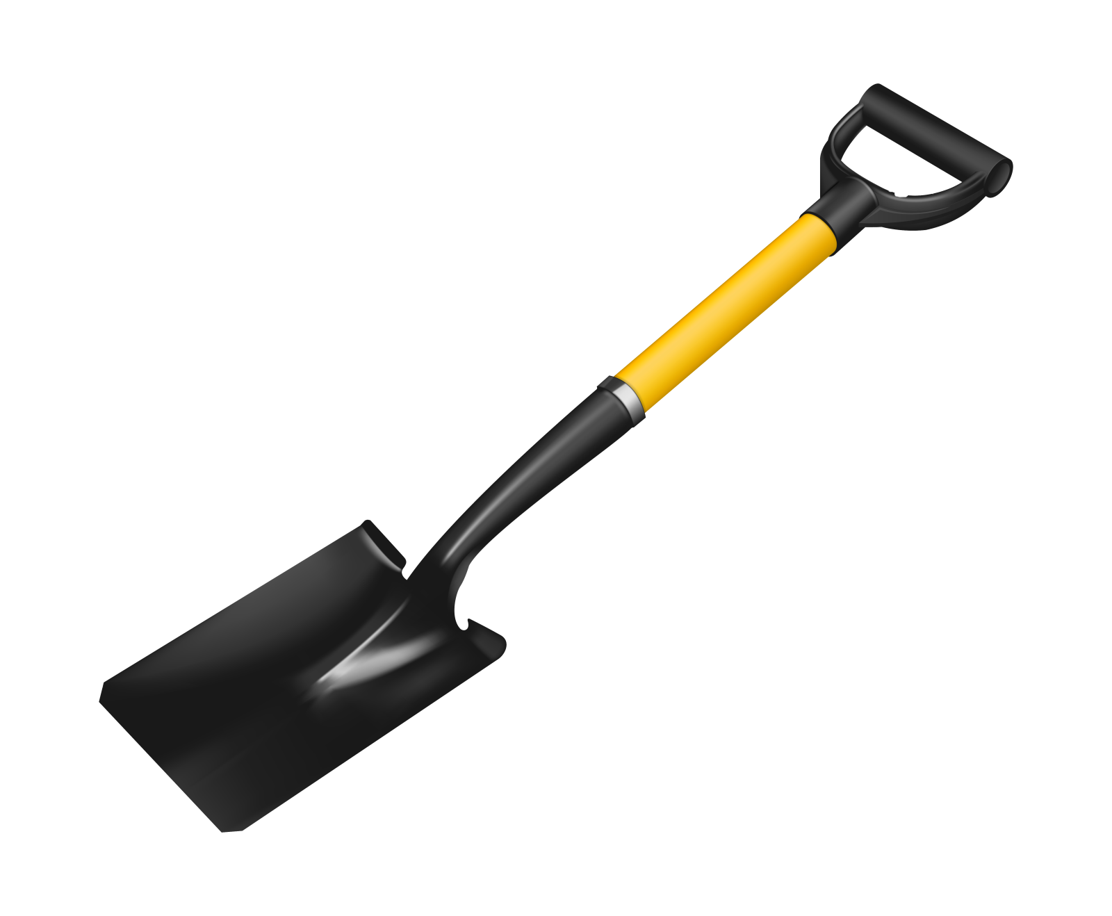 a black and yellow shovel on a white background