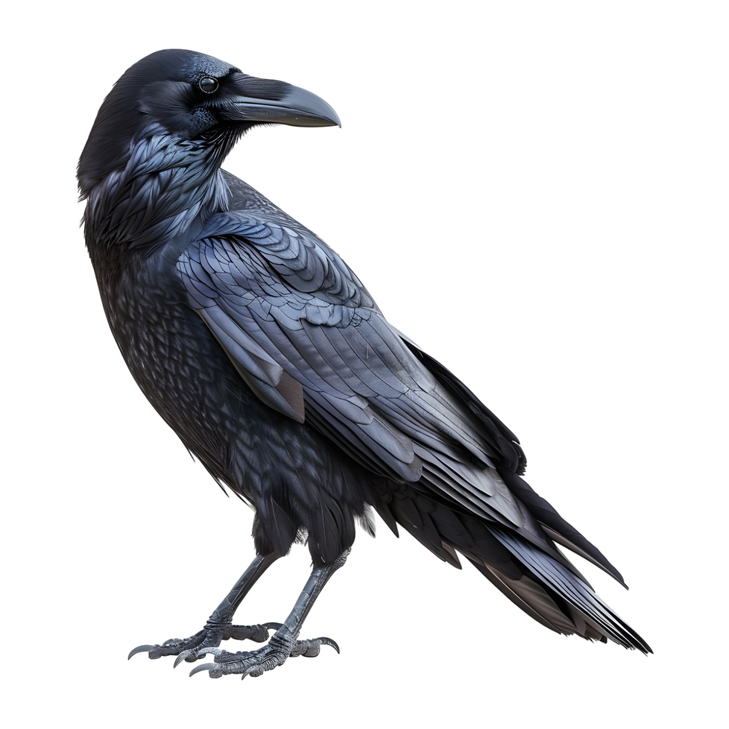 a black bird sitting on top of a white surface