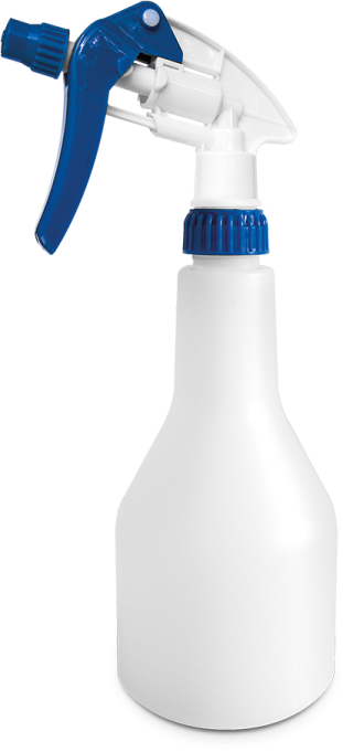 a spray bottle with a blue trigger on it