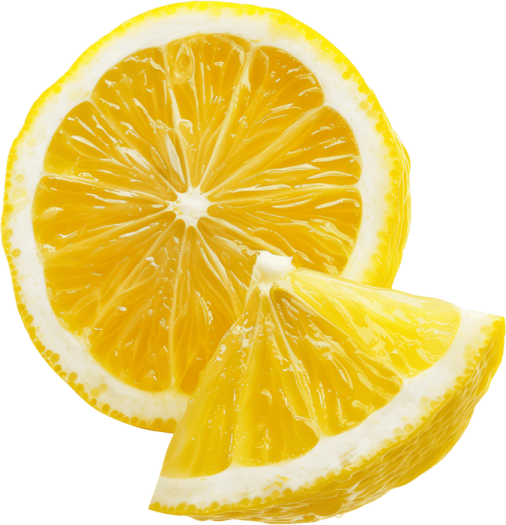 two slices of lemon on white background