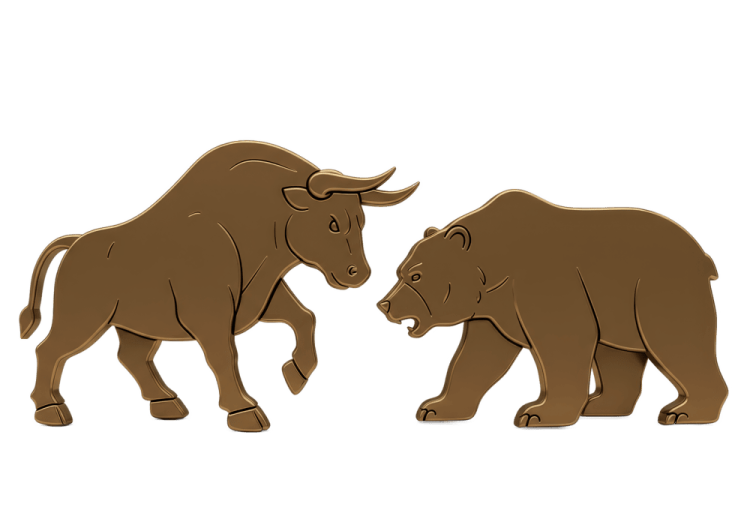 a pair of bull and bear earrings