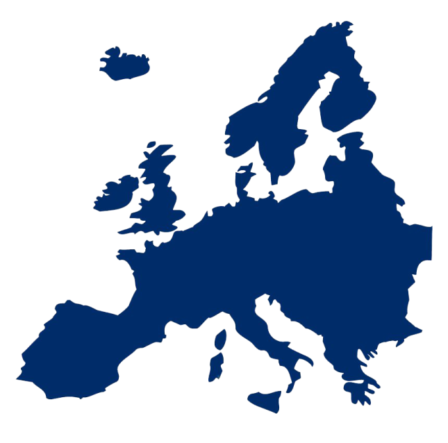 a blue map of europe