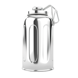 a stainless water bottle on a white background