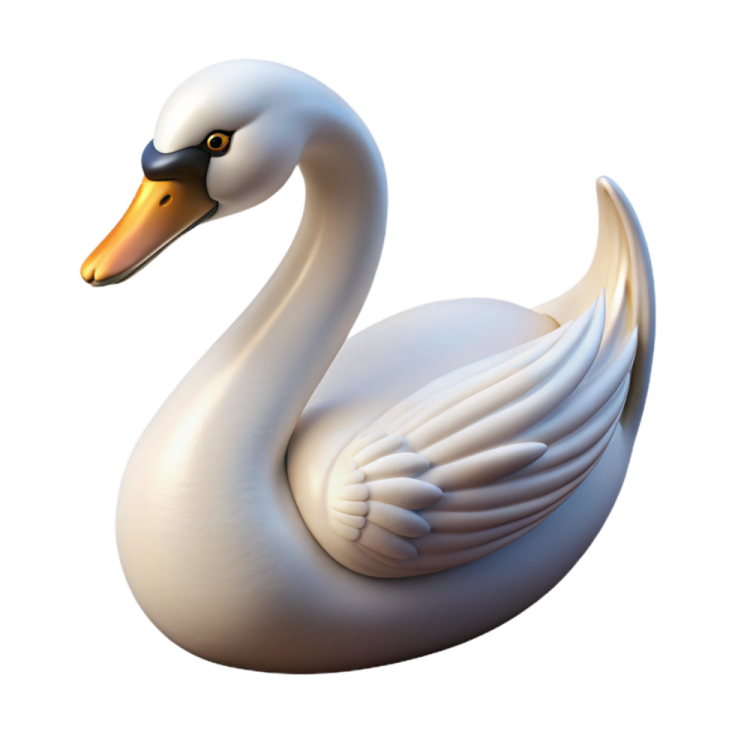 a white swan is standing in the water