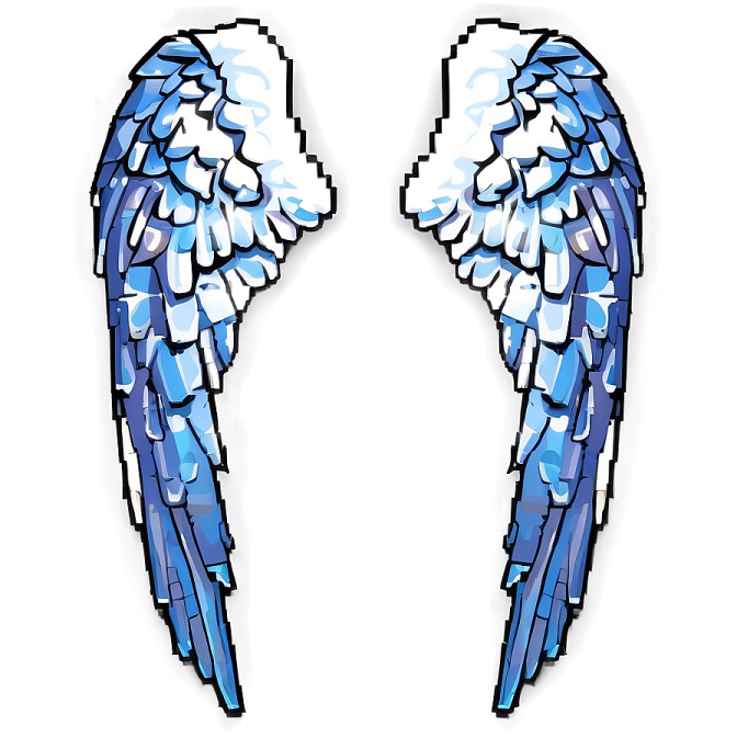 a pair of blue and white wings