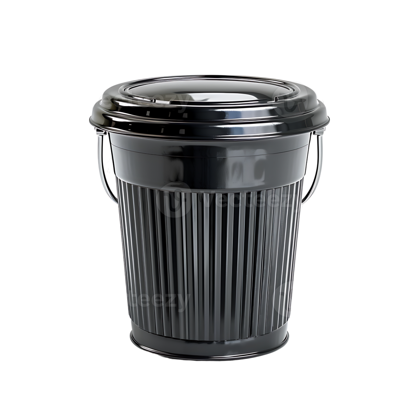 a black trash can on a white background