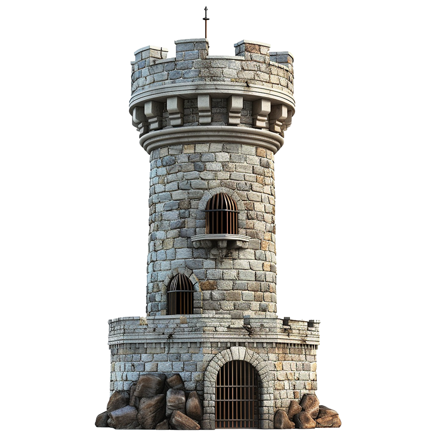 a stone tower with a cross on top of it