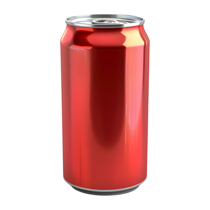 a red can of soda on a white background