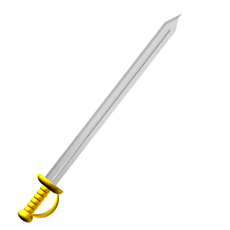 a yellow sword on a white background