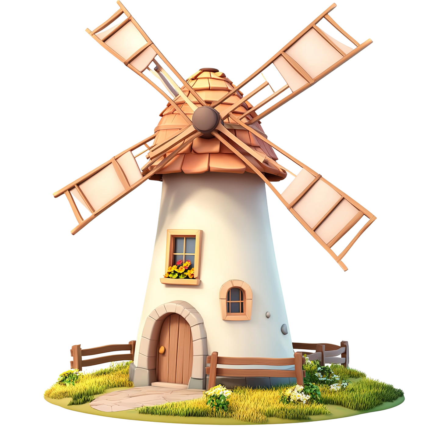 the windmill is made of wood