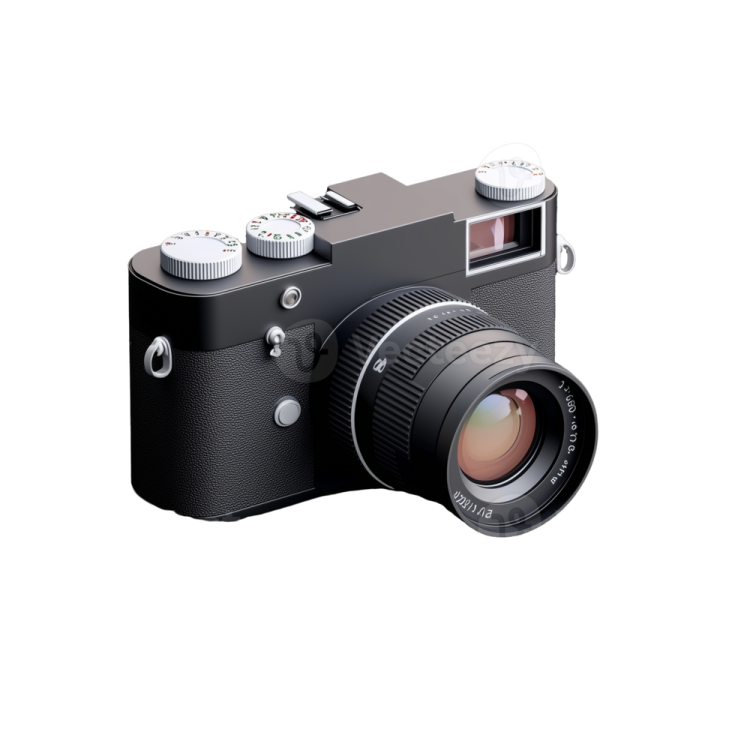 a black camera on a white background
