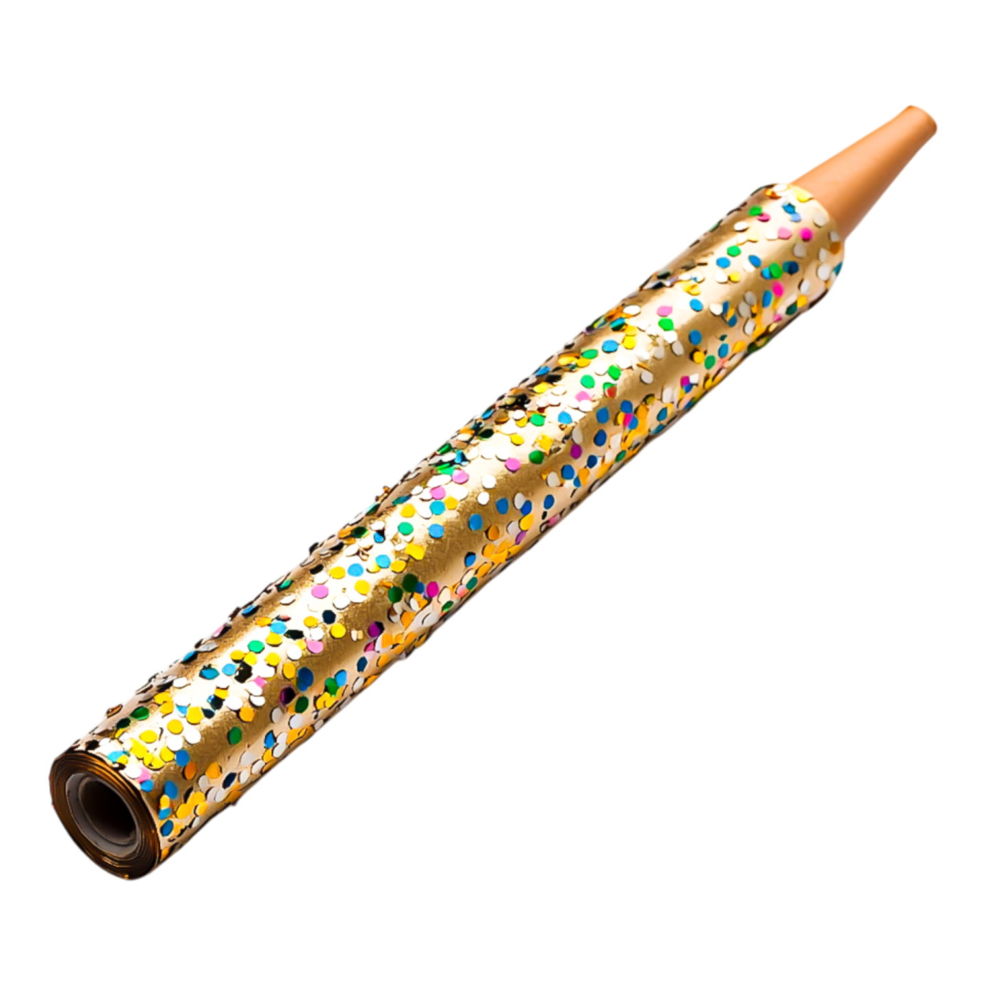 a paper tube with confections on it