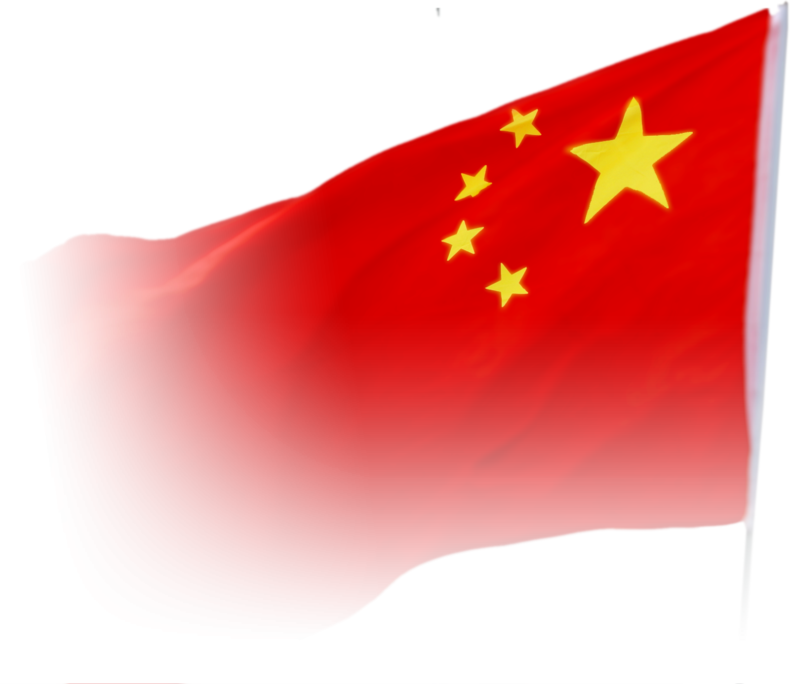 a chinese flag flying in the wind