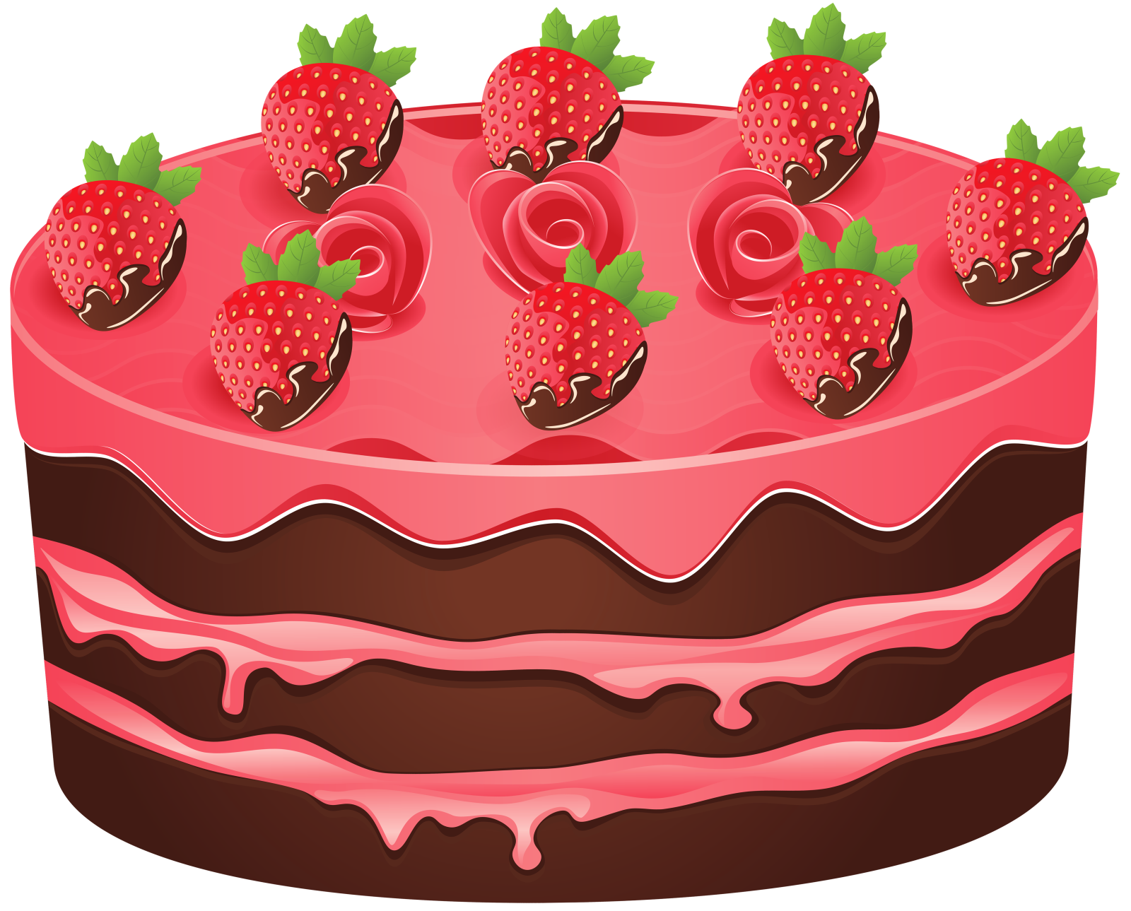 a strawberry cake with chocolate and strawberries