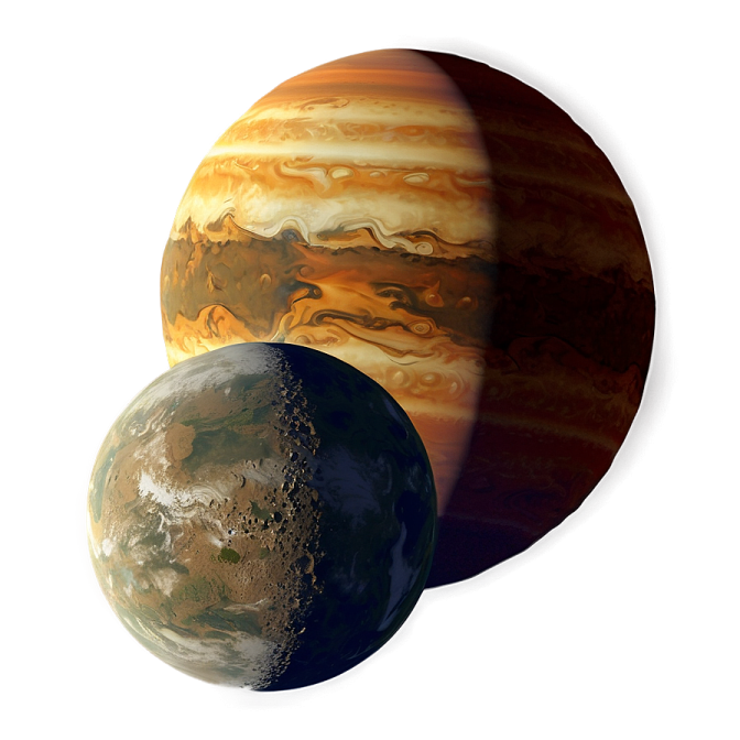 an image of the planet and its moon