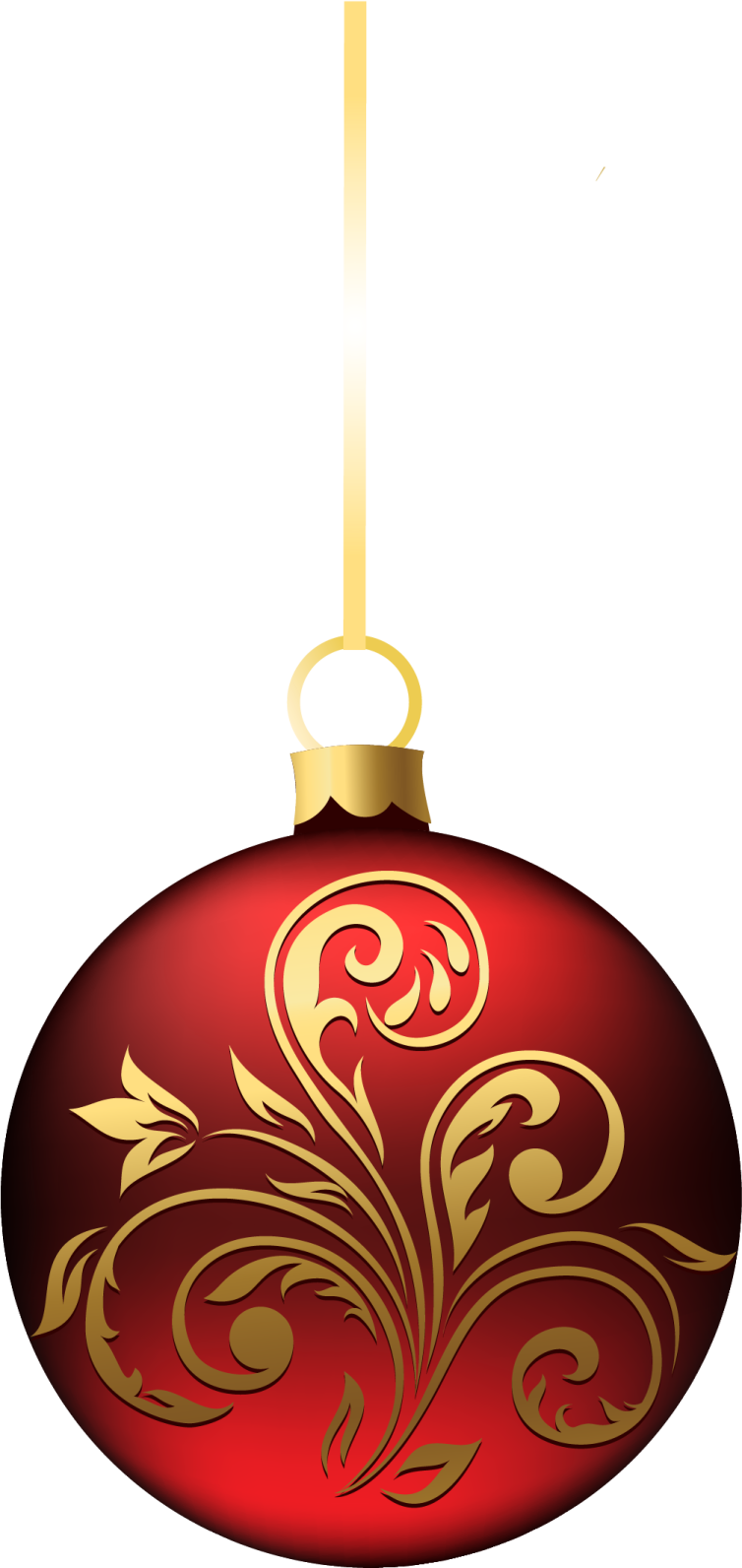 a red and gold christmas orname on a white background
