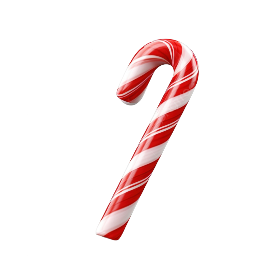 a red and white candy cane on a white background