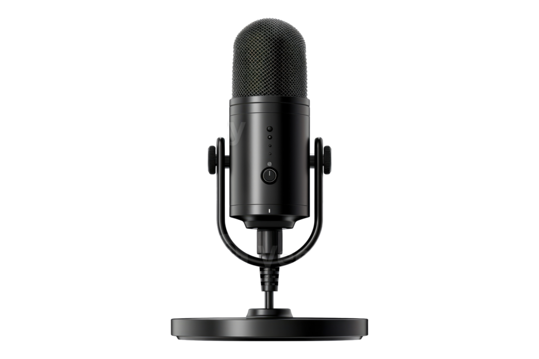 a black microphone on a white background