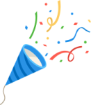 a blue party hat with colorful streamers