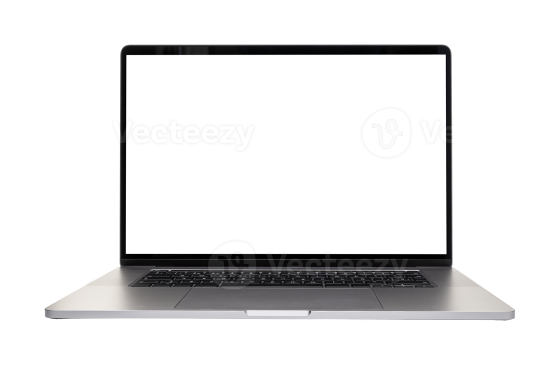 an open laptop computer with a white screen