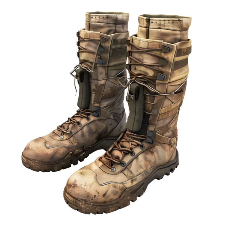 a pair of boots on a white background