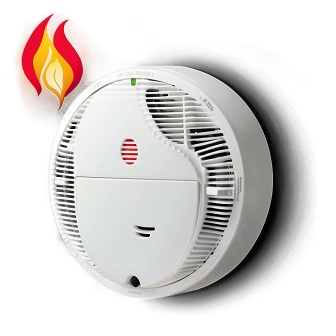 a smoke detector with a flame coming out