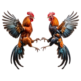 two roosters fighting with each other birds