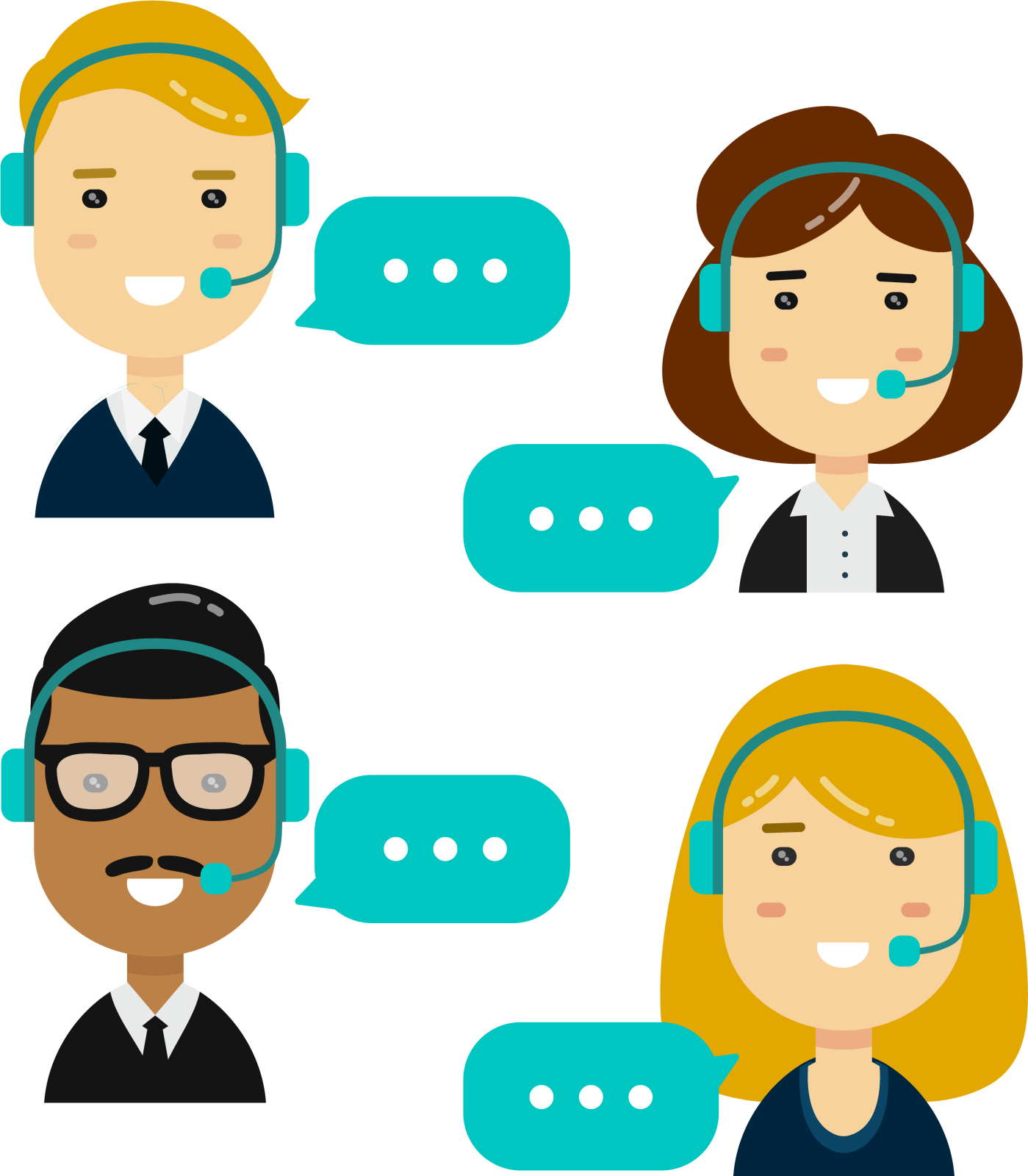 a group of people with headsets