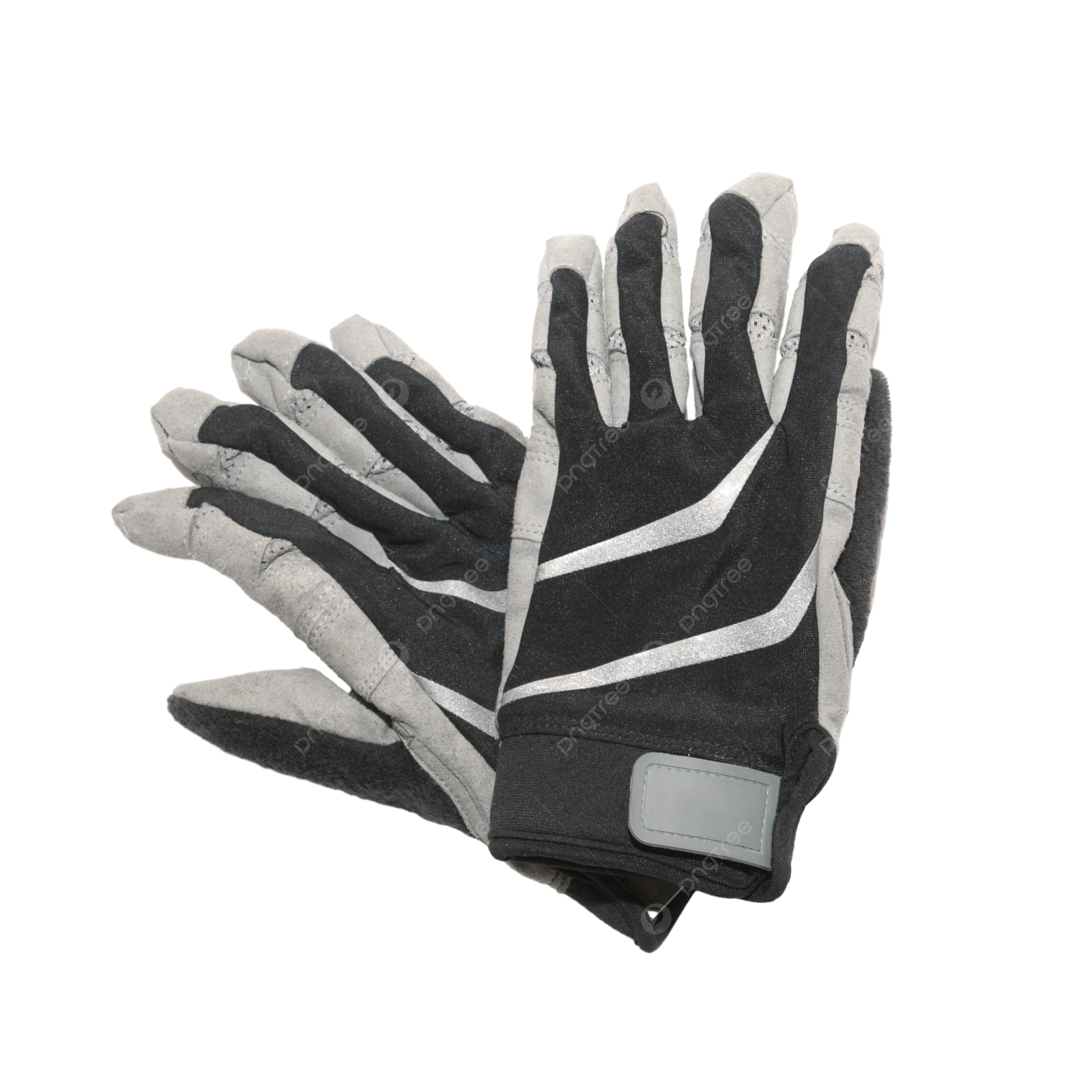a pair of black and white leather work gloves