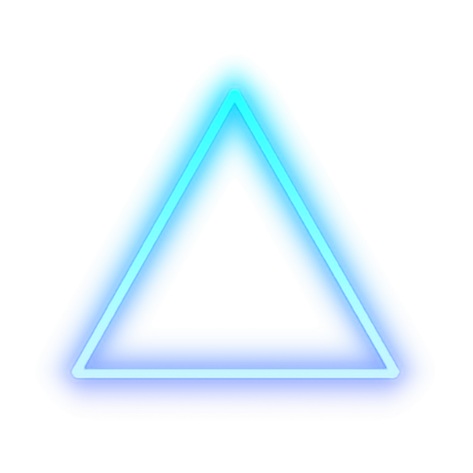 a neon triangle on a white background