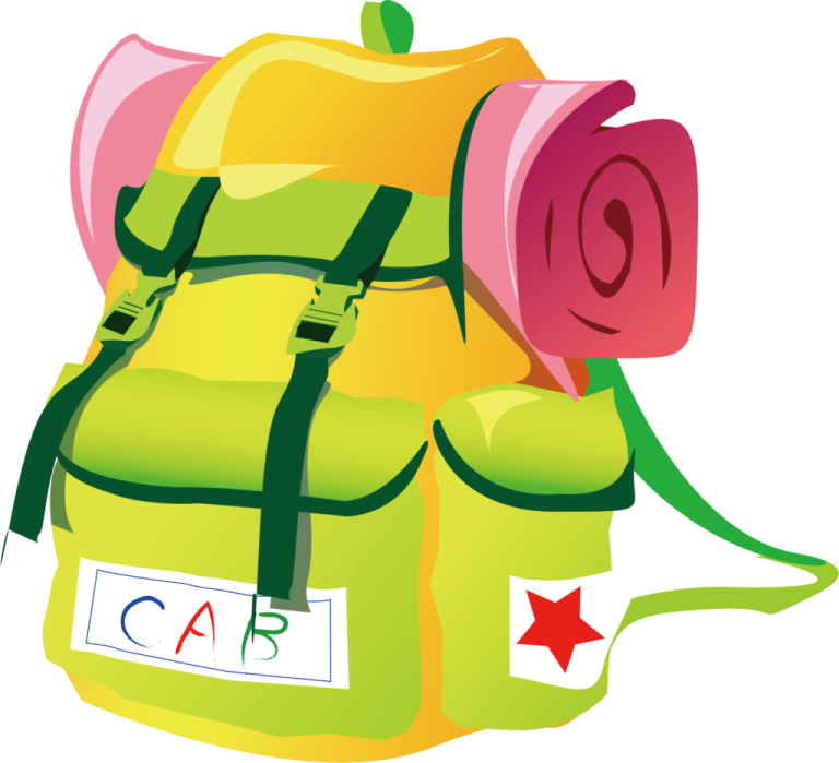 a backpack with a rose on it