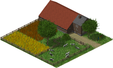 a small house in the middle of a field
