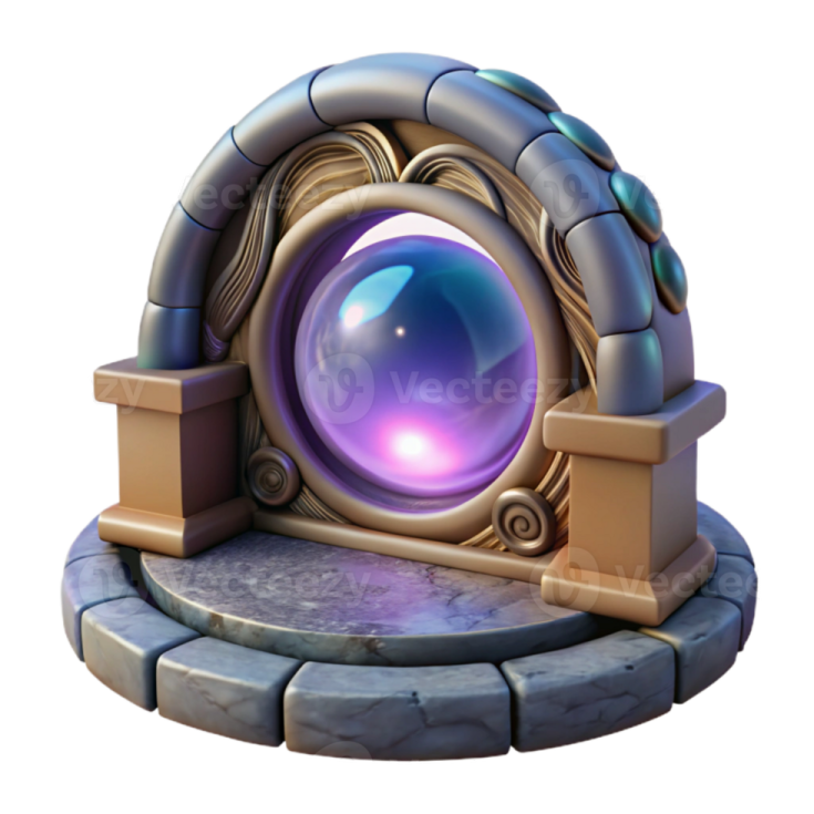 an image of a purple orb on a stone base