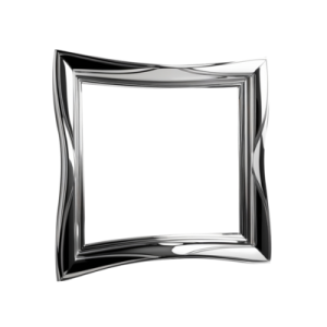 a silver frame on a white background