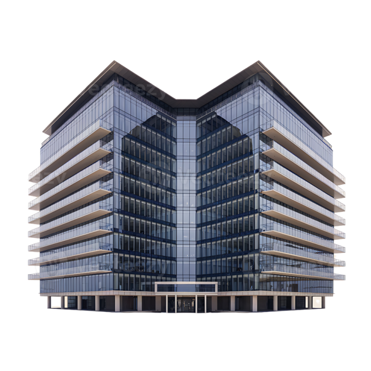 a modern office building on a white background