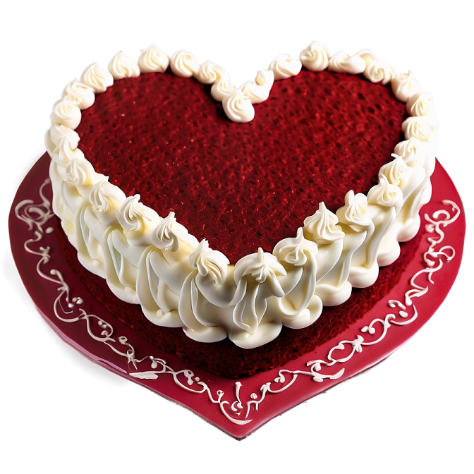 a heart shaped cake on a red plate