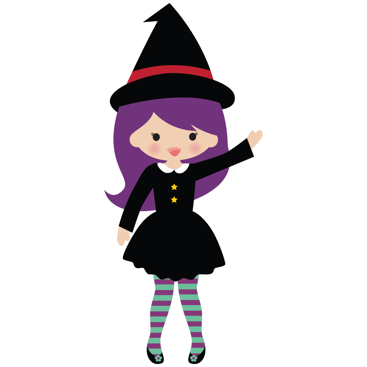 a little witch with purple hair and black dress