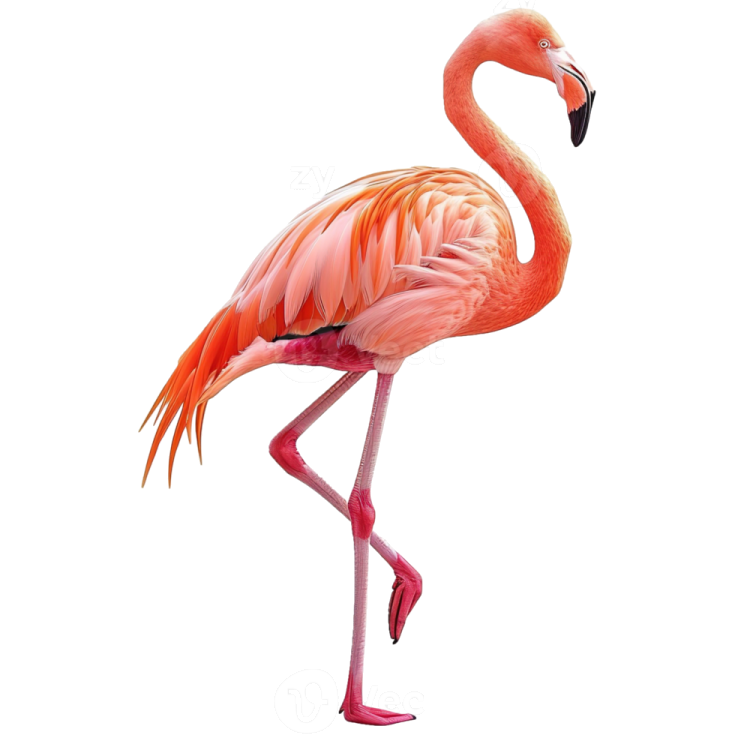 a pink flaming standing on its hinds