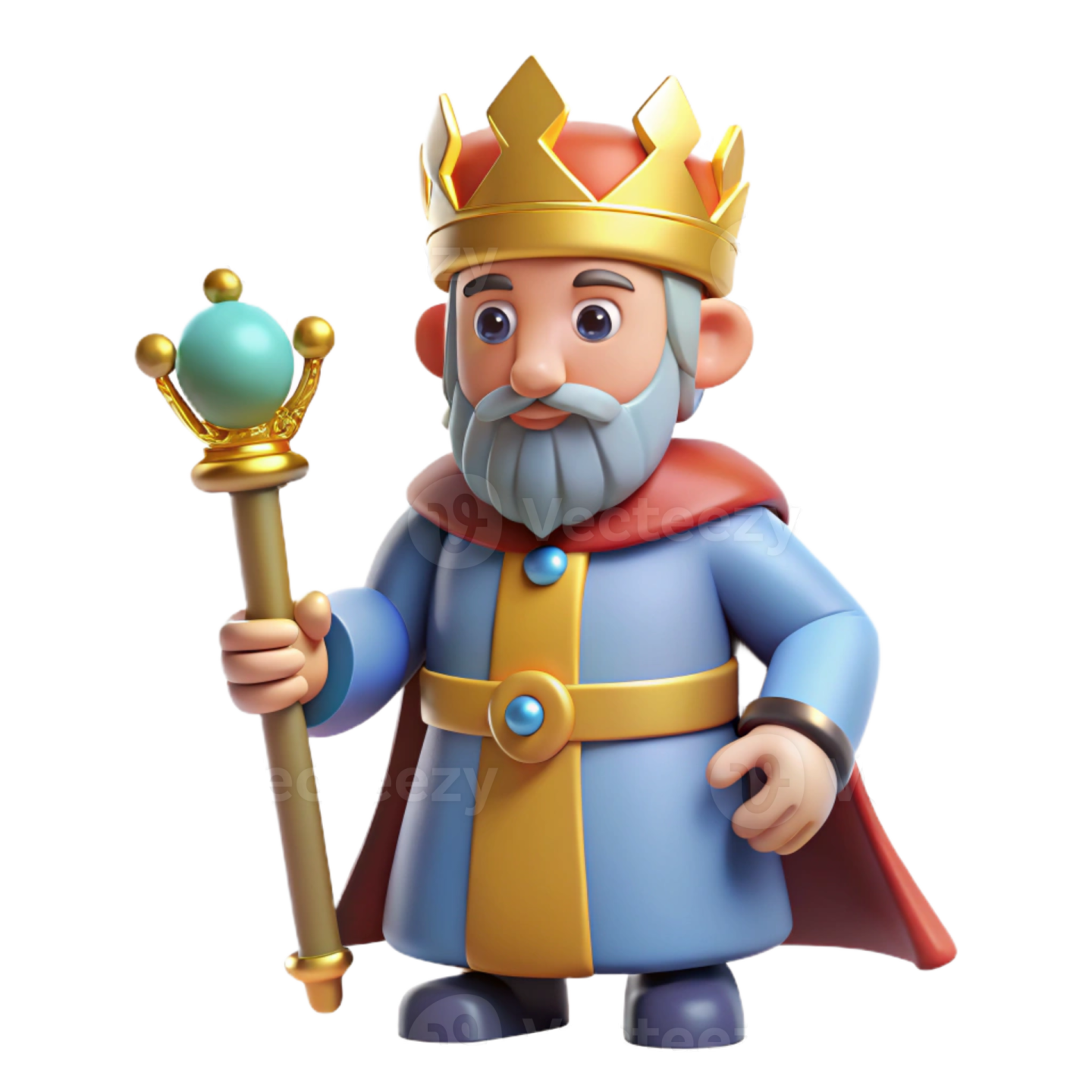 a cartoon character wearing a crown and holding a sword