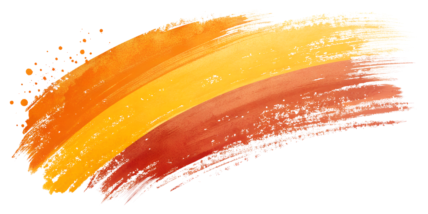 an orange and yellow brush stroke on white background