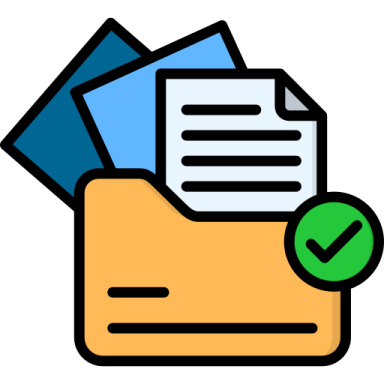 a folder with documents and a check mark