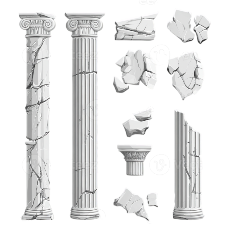 a set of white marble columns and pillars