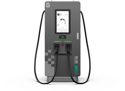 an electric vehicle charging station on a white background