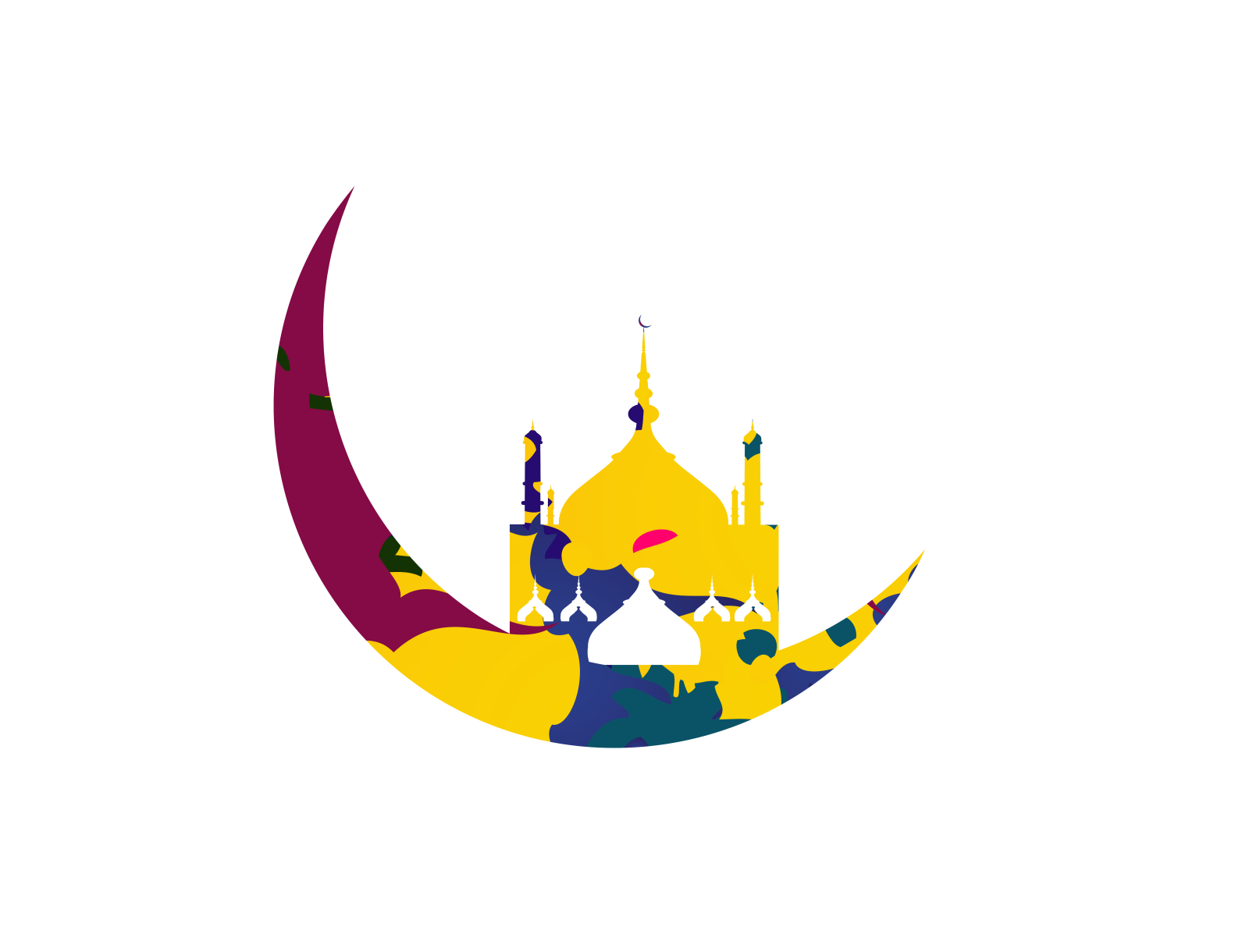 a crescent with a mosque in the middle