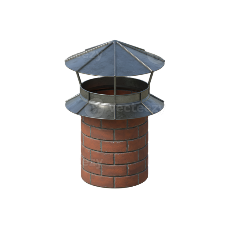 a brick chimney with an open roof